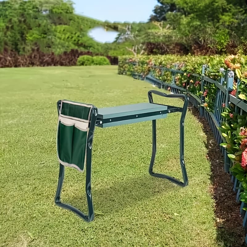 TEMU 1pc Foldable Garden Kneeling Stool - Durable Metal, Non-slip, Space-saving Design, Suitable For Indoor And Outdoor Gardening, Green, Foldable Stool