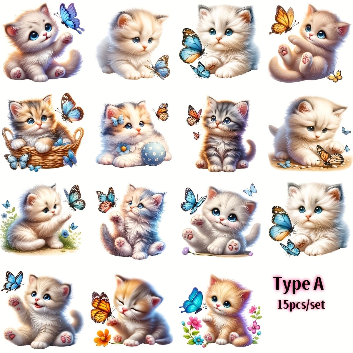 TEMU 1 Pack Handmade Retro Cute Cat & High Quality Stickers - -look Diy Decals With 6 , Vibrant Colors, , Irregular Shapes For Journals, Planners, Laptop, Wood