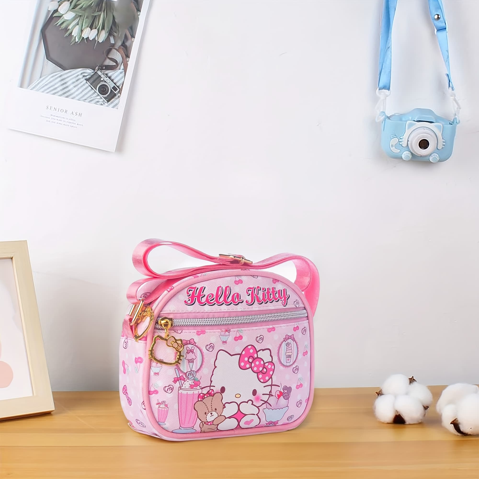 TEMU 1pc Hello Kitty Crossbody Bag With Purse - Cute Hello Kitty Face & Iconic, Adjustable Strap & Zipper Closure, Compact Everyday Bag For, Women &, Birthday Gift Accessory ( Handbag)