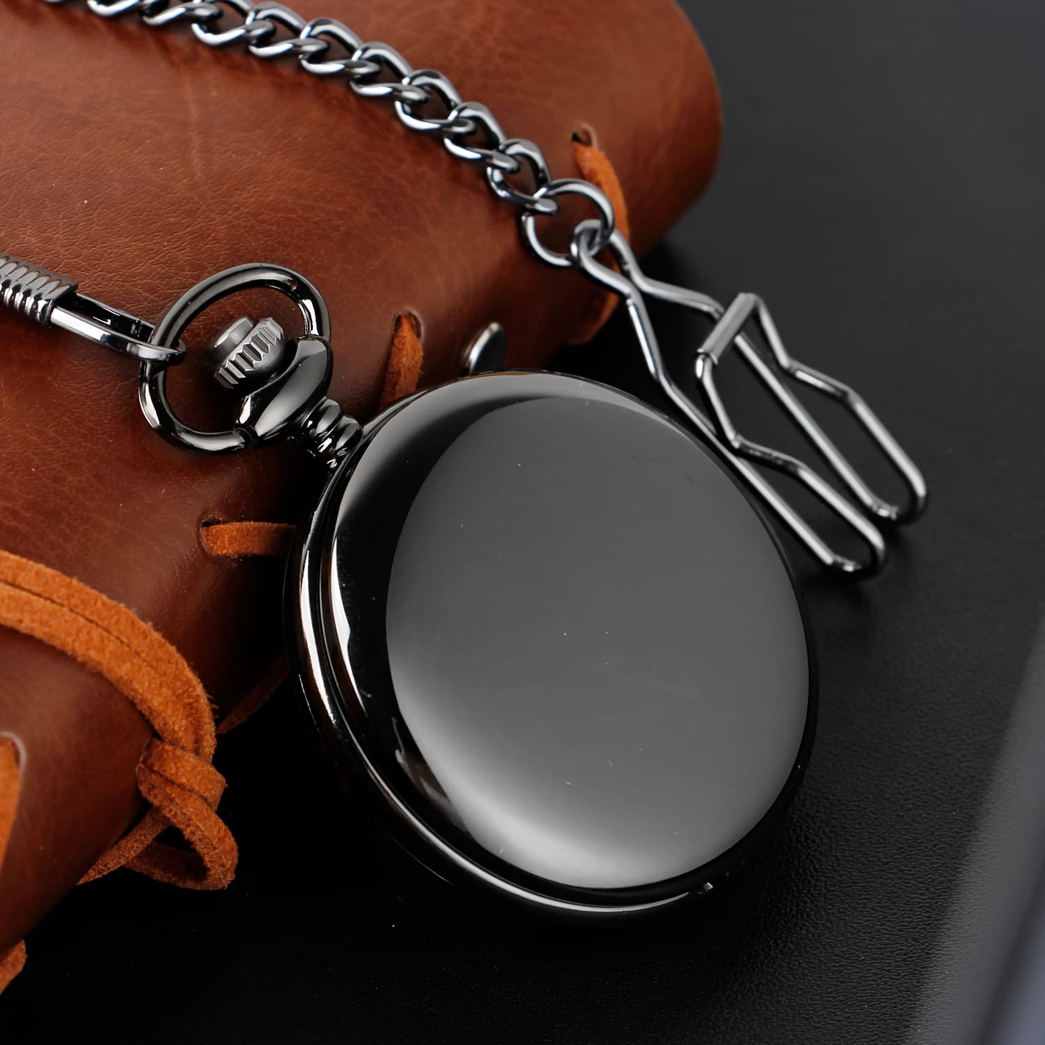 TEMU Men's Vintage Black Quartz Pocket Watch | Alloy Case With Glossy Finish | Round Dial | Classic Display | Ideal For Formal & Casual Wear, Formal Accessory | | Elegant