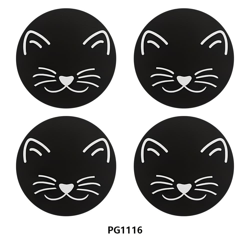 TEMU 4pcs Black And White Cat Car Cup Holder, 7cm Circular Car Coaster. Car Interior Decoration Water Cup Mat, Beverage Cup Mat, And Mat Accessories And Party Gifts