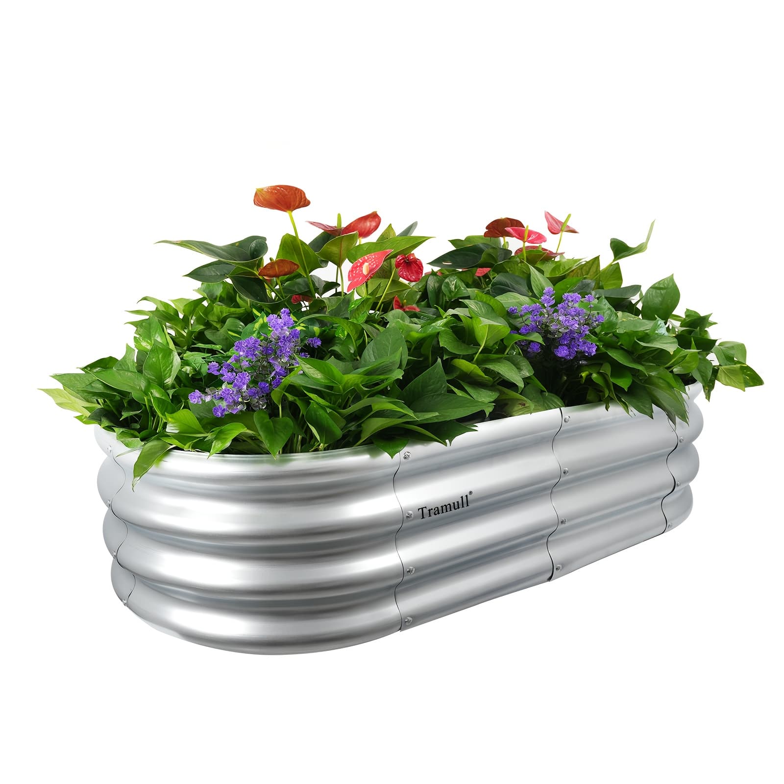 TEMU 1 Pack 4x2x1ft Galvanized Raised Garden Bed Kit Oval Metal Ground Planter Box Outdoor Bottomless Planter Raised Beds For Vegetables Flowers Herbs Fruits, Silvery