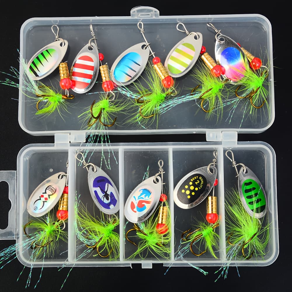 TEMU 10pcs Glitter Fake Bait Bait Lure Sea Fishing Far Casting Freshwater Saltwater Fishing Carp Trout