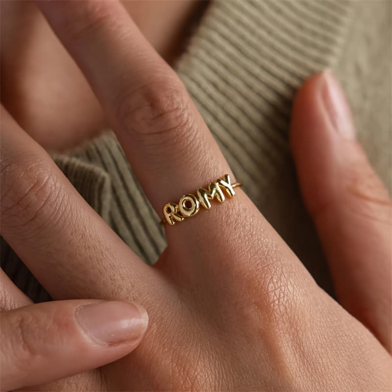 TEMU Custom 3d Bubble Letter Name Ring - Personalized Initials Jewelry, Ring For &, Valentine's Gift, Party & Festival Accessories, Wear With Custom Name/initials
