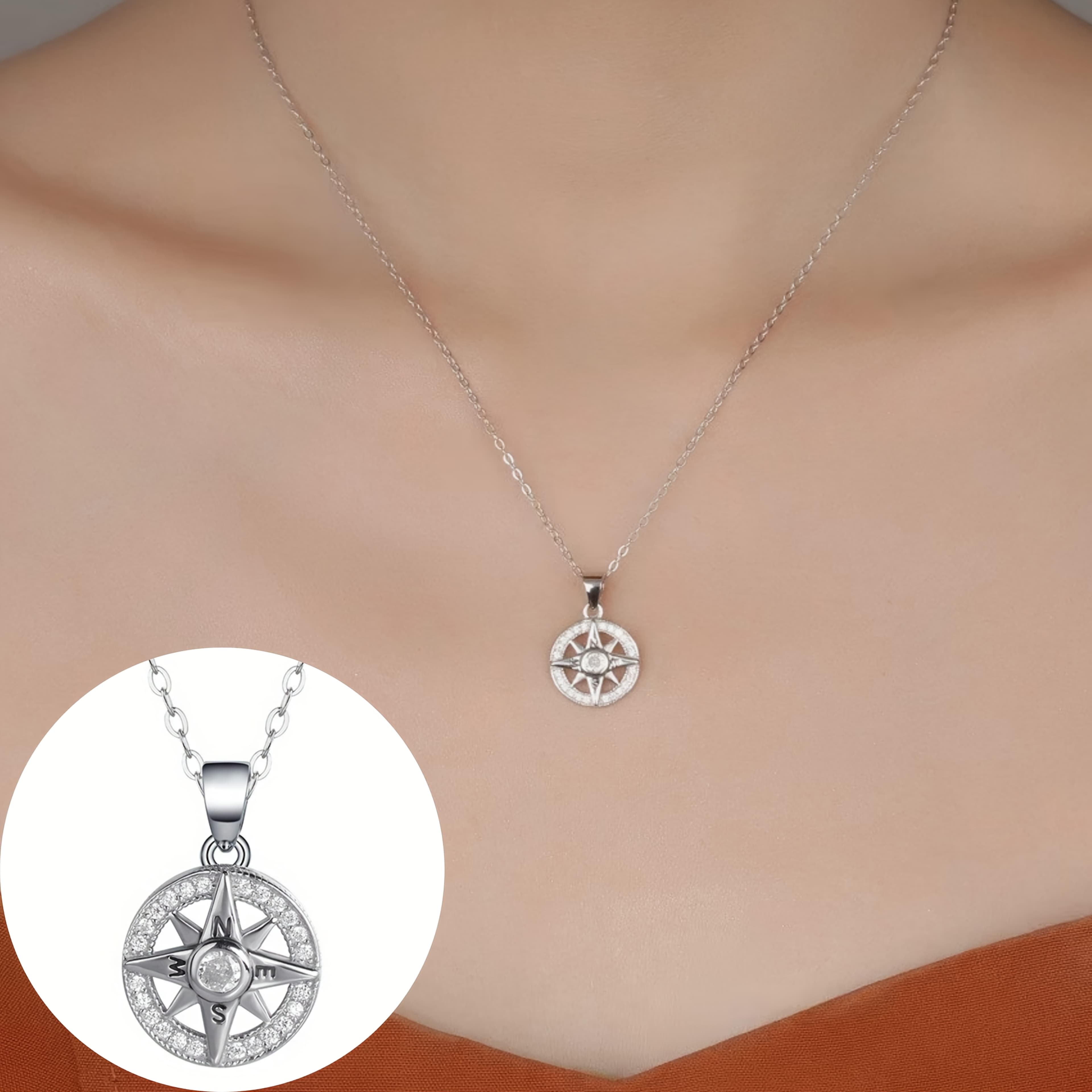 TEMU 925 Silver Octagonal Necklace For Women - Stylish, Unique, And Elegant Design With Accent, High-end Gift For Boyfriend