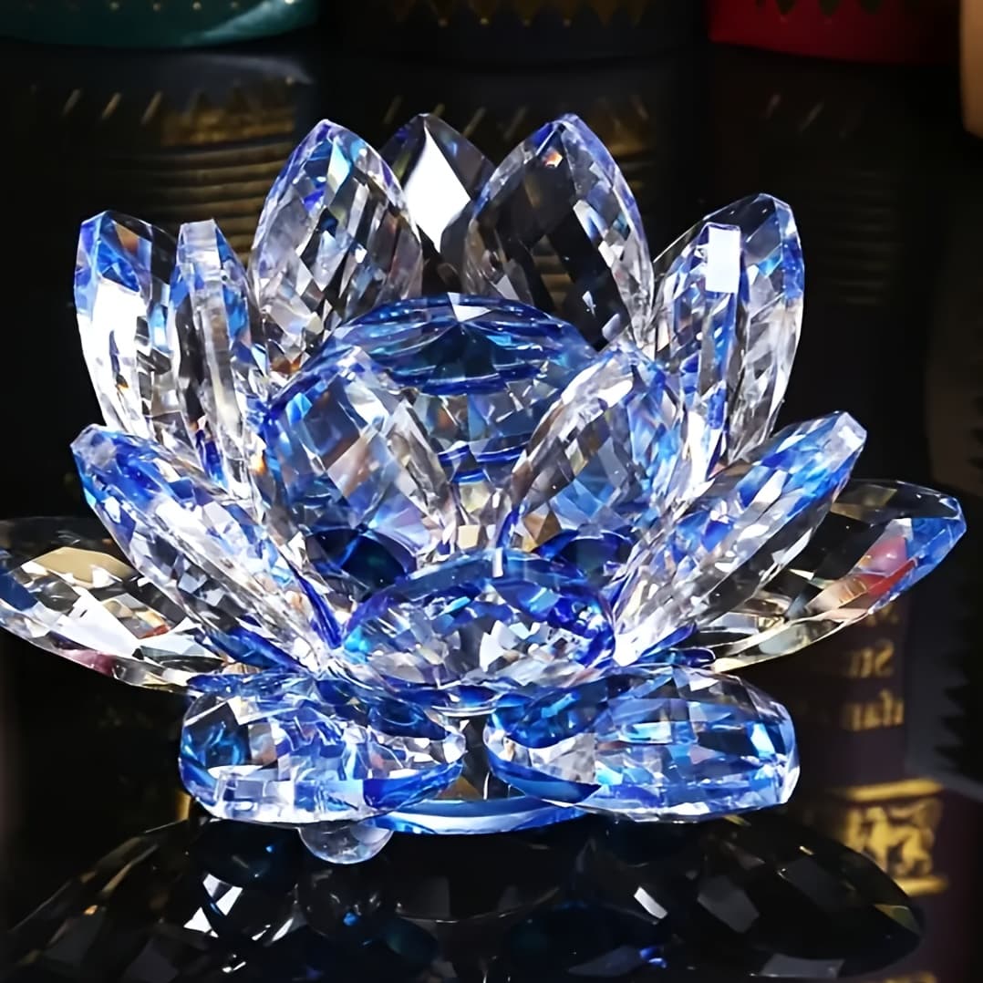 TEMU 1 Handmade Crystal For Lotus Ornament For Home Decor And Desk/cabinet Decoration