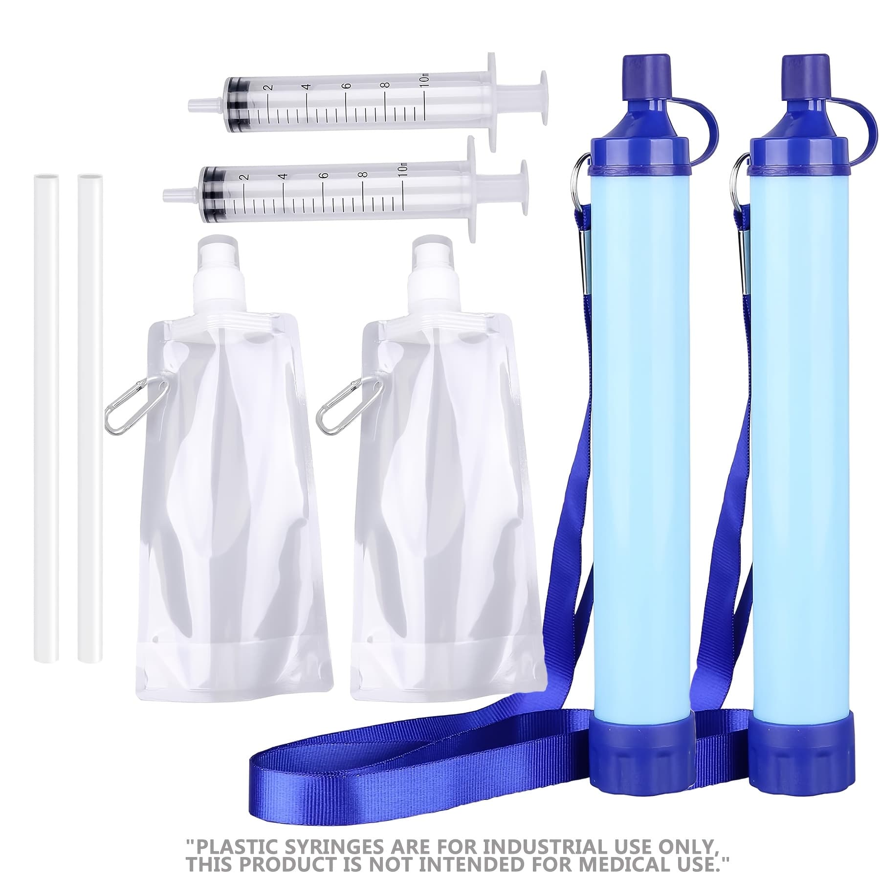 TEMU 1/2pcs Outdoor 10000 Gallons Straw Water Filter Kit, Portable Water Purifier For Camping Hiking Backpacking, Gift, Survival Emergency Water Filtration System