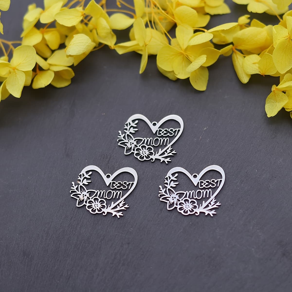 TEMU 3pcs Cut Hollow Stainless Steel Thanks Pendant Necklace Earrings Bracelet Jewelry Supplying Wholesale