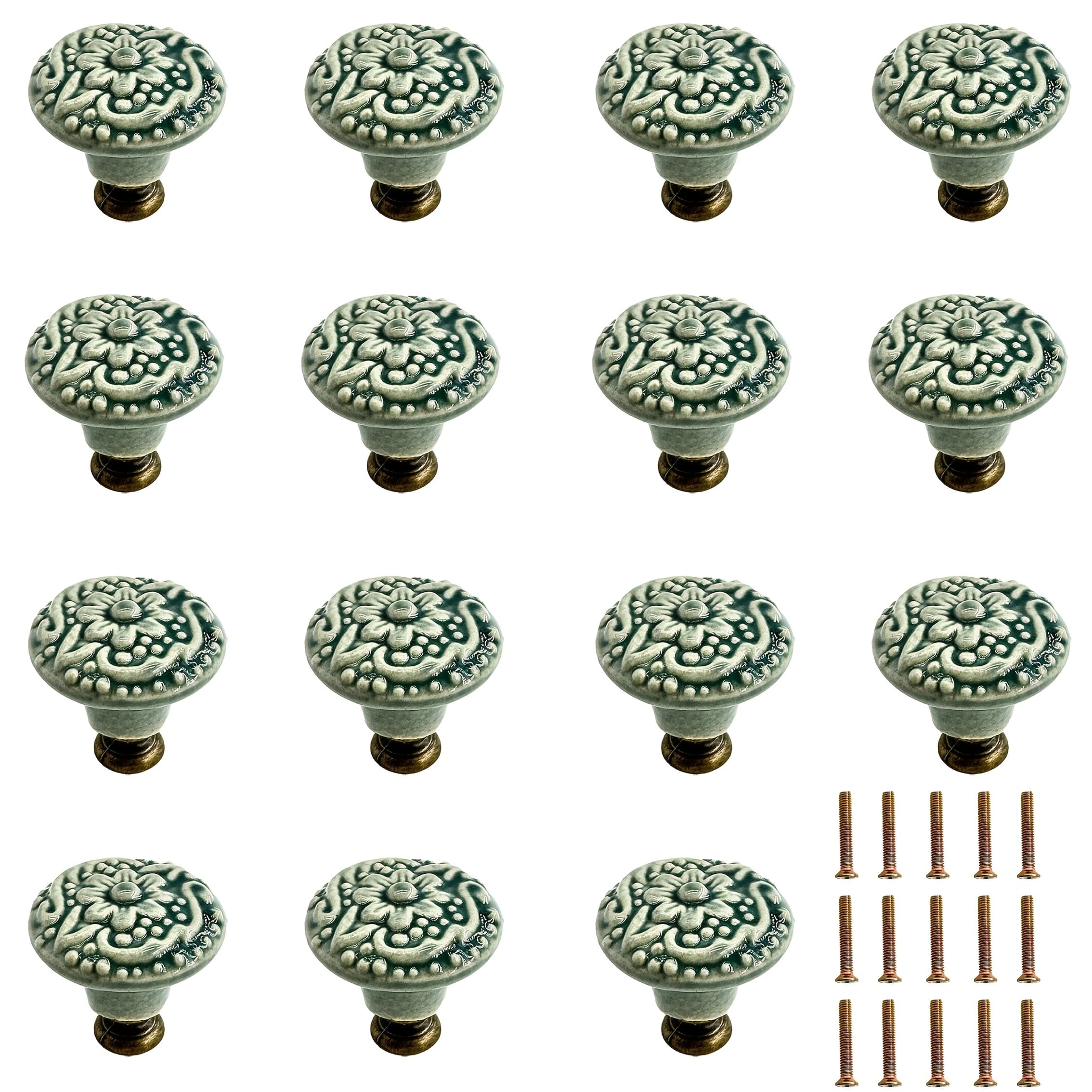 TEMU Factory Direct Embossed Floral Ceramic Handle. Modern Minimalist Children's Furniture Wardrobe Cabinet Single-hole Knob. With Mounting Screws.