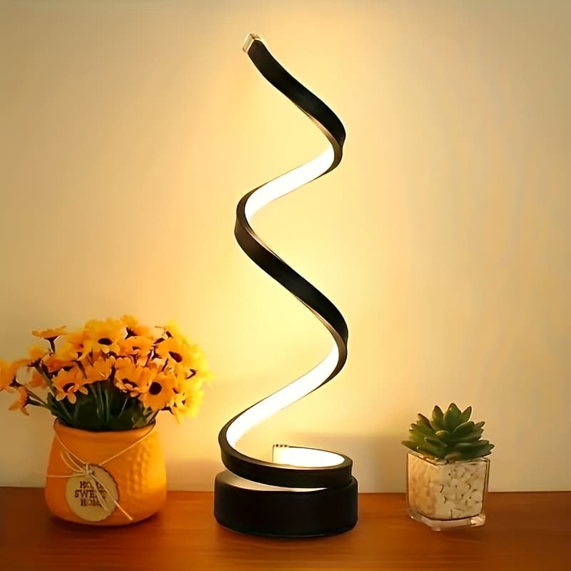TEMU Bedside Table Lamp For Bedroom - 2/1 Pack Touch Lamp Usb C Charging Ports, 3 Way Dimmable Modern Minimalist Dimmable Spiral Table Lamp For Living Room, Desk, Led Bulb Included ()