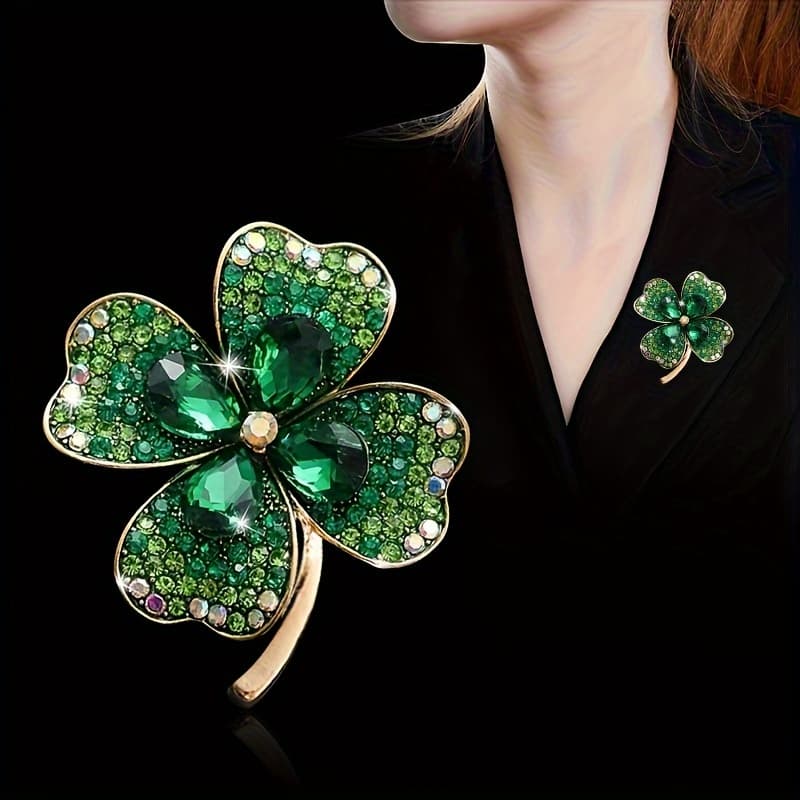 TEMU 1pc Elegant Brooch, 18k Golden Plated Copper With Shiny Rhinestones, Accessory For Banquets And Music Festivals