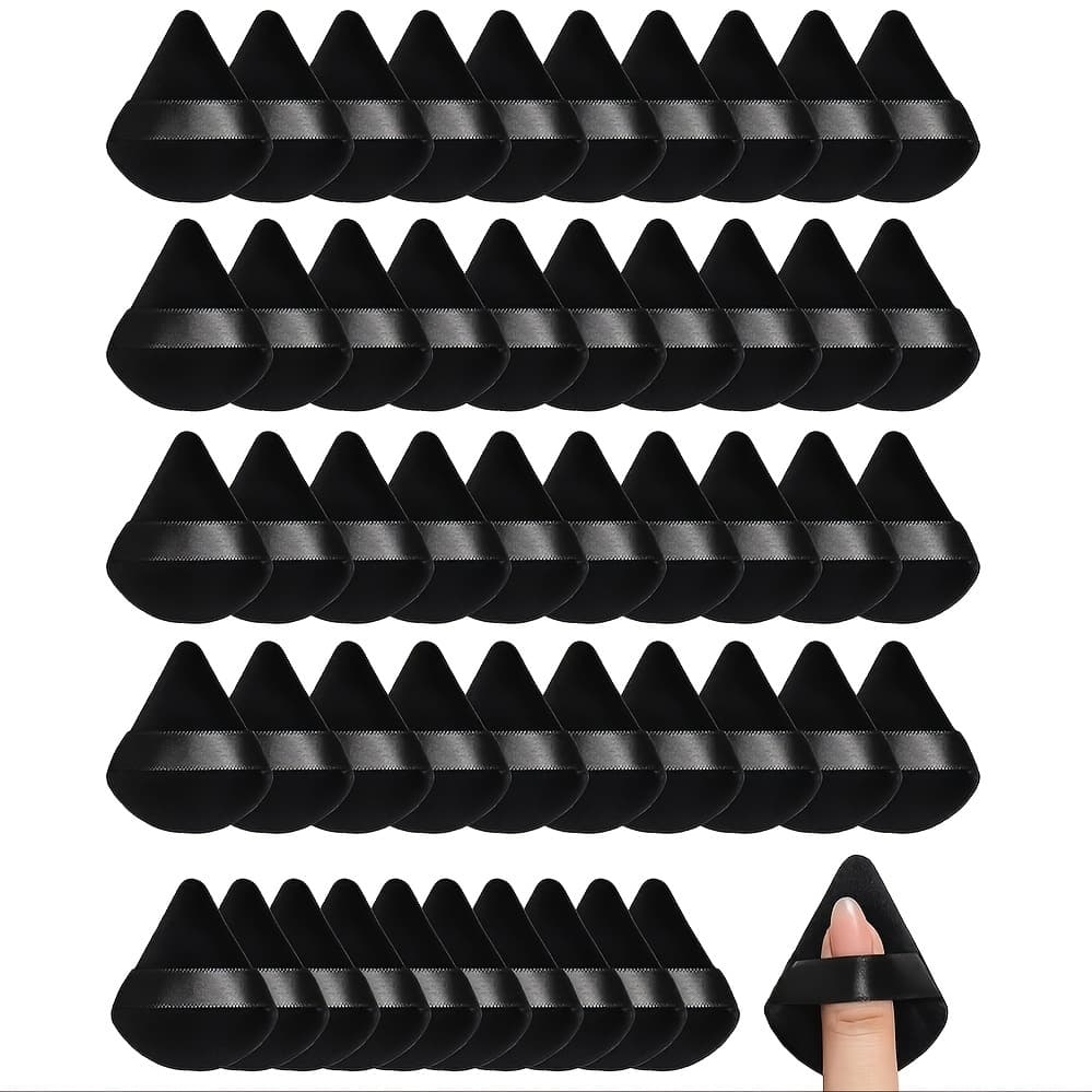 TEMU 1.77*1.96inch Mini Powder Puff 50pcs, Thumb Size, Random Color, Made Of Super Soft Velvet, Designed For Shaping, Eyes And Corners, Suitable For Types