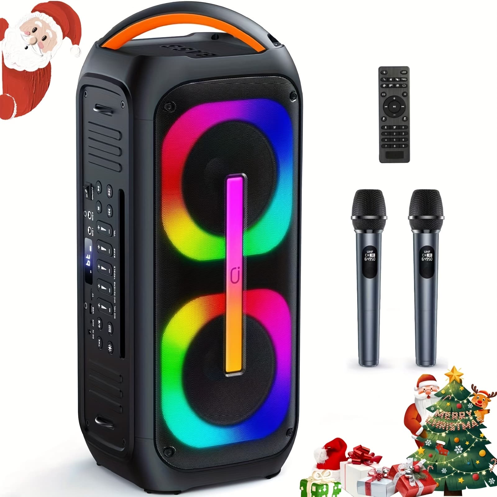 TEMU Large Karaoke Machine, Karaoke Speaker With 2 Wireless Microphones, Portable Speaker With Show, Karaoke Home Speaker System With Mic , Aux Input, T11-t