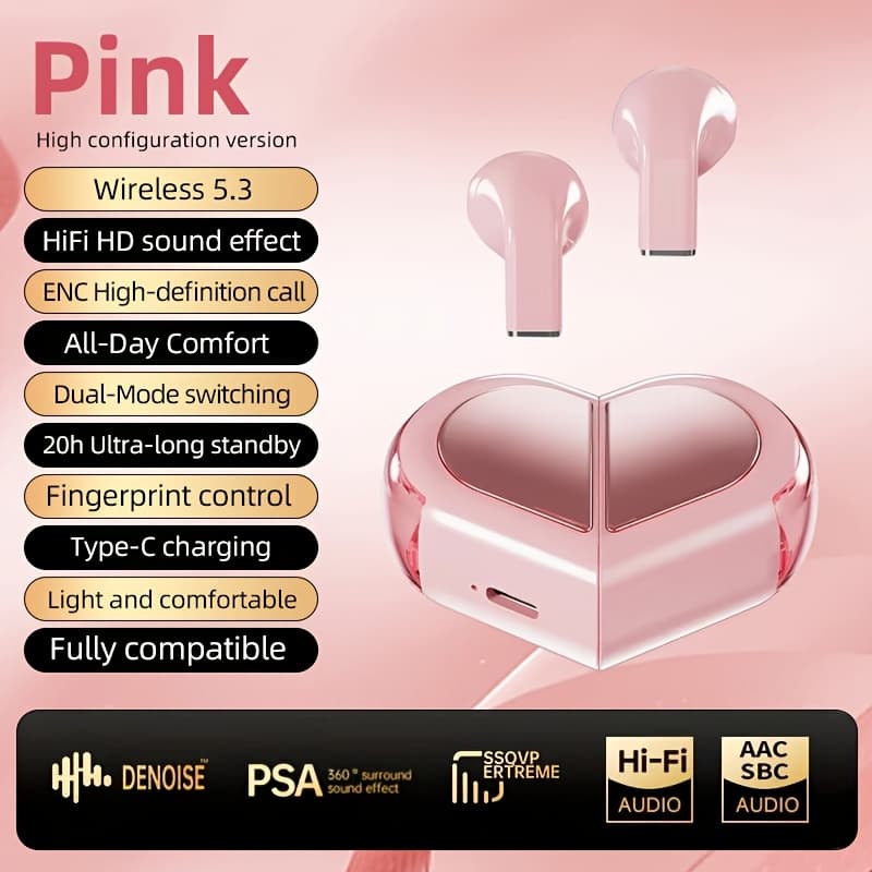TEMU The -shaped Foldable Wireless Earphones Have A Stylish And Are Suitable For Couples To Wear. Provide High-quality Music, Mini Portable Design, Long