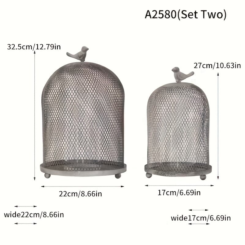 TEMU 2pcs/set Vintage Birdcage-inspired Metal Candle Holder - Candlesticks For Dining & Living Room Decor - Polished , Tabletop Centerpiece With Unique