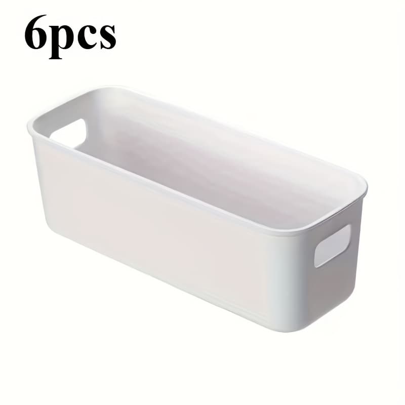 TEMU 6 Modern Stackable Plastic Storage Boxes With Handles - Multi-functional Storage Boxes For Home, Office, And Wardrobe - Space-saving Drawer Organizers And Shelf Baskets
