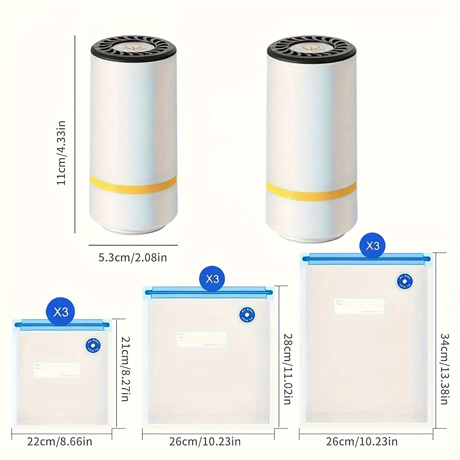 TEMU Portable Usb Rechargeable Lithium Battery Vacuum Sealer Kit - Multi-functional Mini Electric Pump With 9 Reusable Vacuum Seal Bags - 3 Sizes For Sous Vide