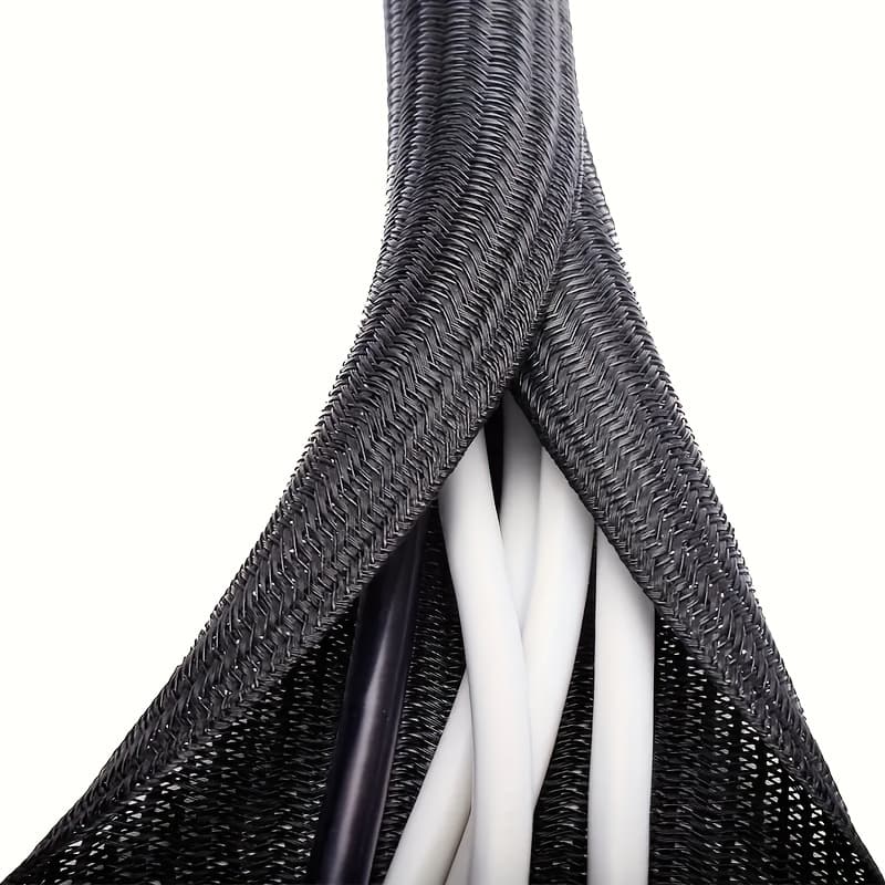 TEMU 4.92-foot Long Braided Cable Sleeve, Wire Protection Tube - Split Sleeve For Power Cords, Audio/video Cables - For Desktop Pc, Tv, Computer Cable Organizer, Pet-bite Resistant