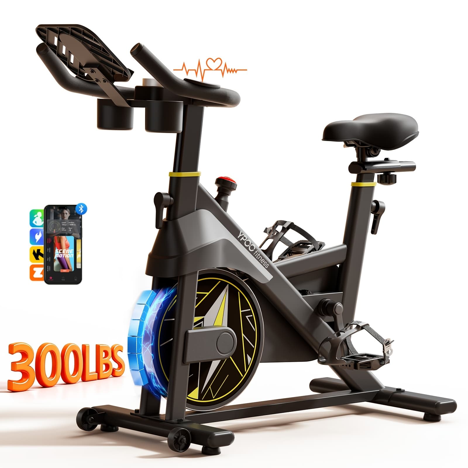 TEMU Exercise Bike Adjustable For Home Cardio Workout With 300 Lbs Capacity, Comfortable Seat Cushion & Silent 25db, Multi-level Adjustment Enables Measurement Of Heart Rate, Family Exercise Bike