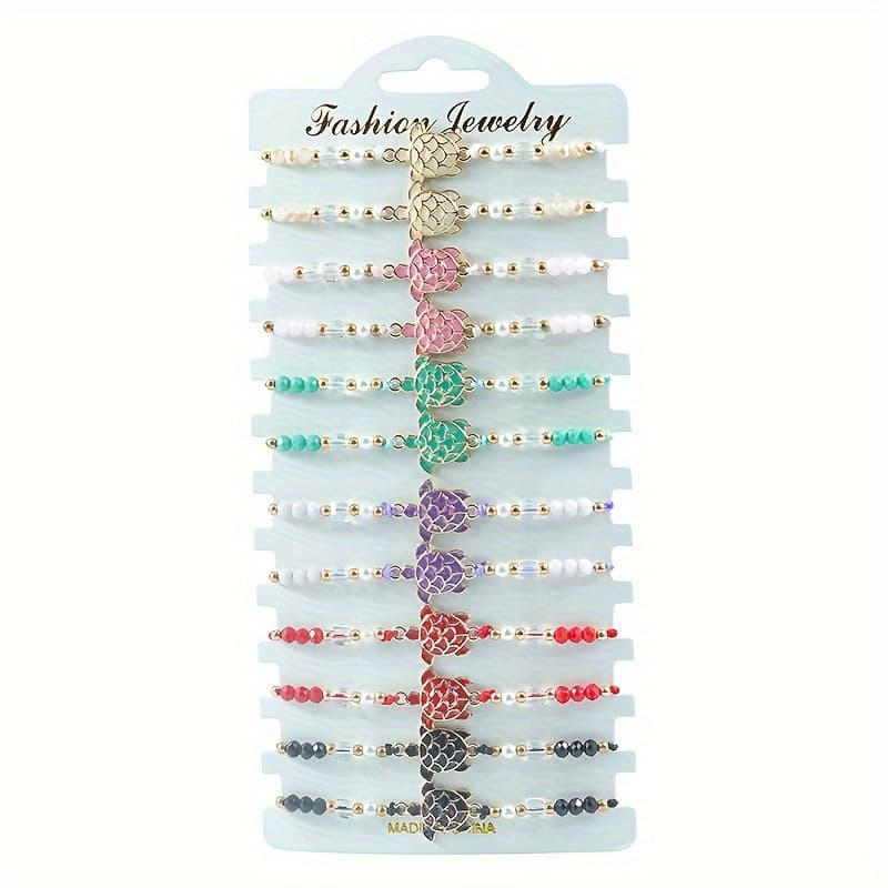 TEMU 12pcs Adjustable Handmade String Bracelets Pack Turquoise Braided Bracelet For Women Turtle Series For Men Women