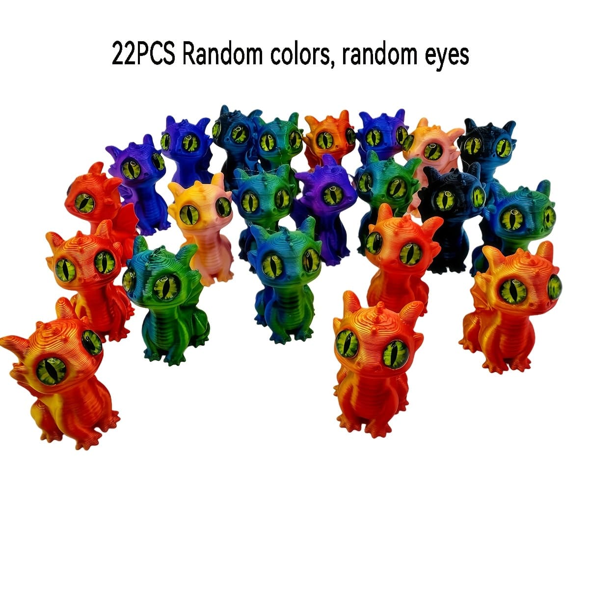 TEMU 22pcs Random Color, 3d Printed Dragon Statue Ornament, Suitable For Holiday Decoration, Holiday Gifts, Car Decoration