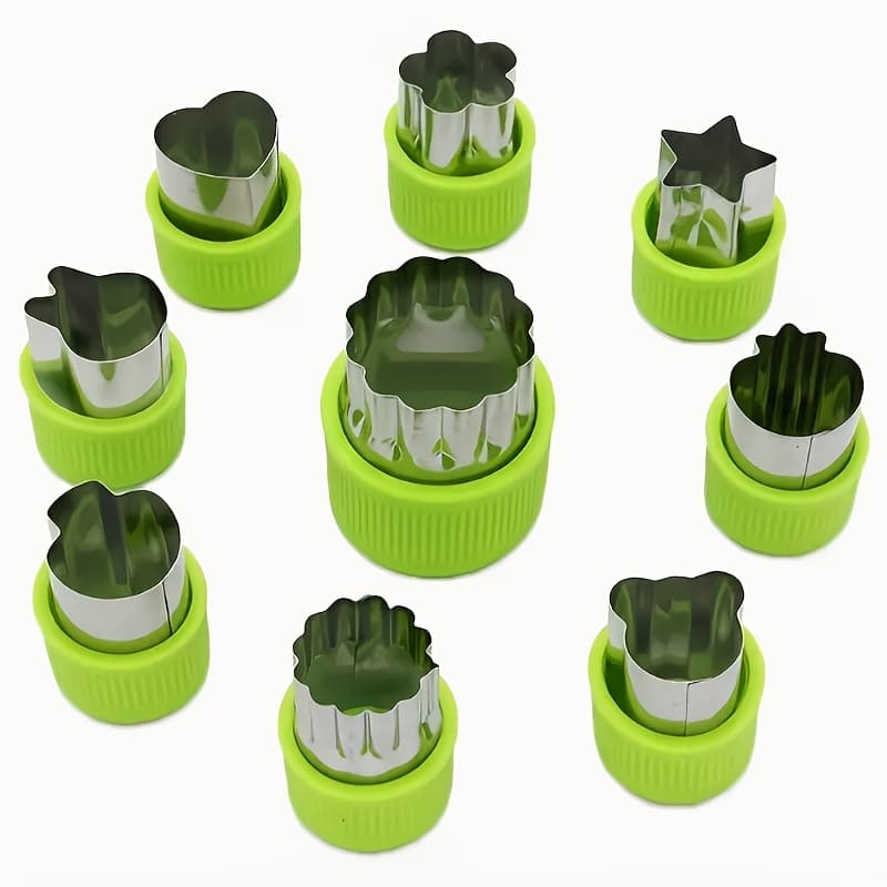 TEMU A Set Of 9 Vegetable Cutter Shape Set, Stainless Steel Fruit Molds, Baking And Supplement Tools - Kitchen Supplies