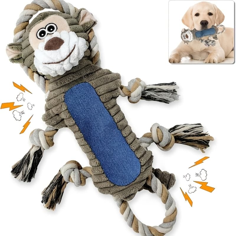 TEMU Interactive Squeaky Monkey Dog Toy, String Chew Toy, For Large And Small Dogs - For Gifts