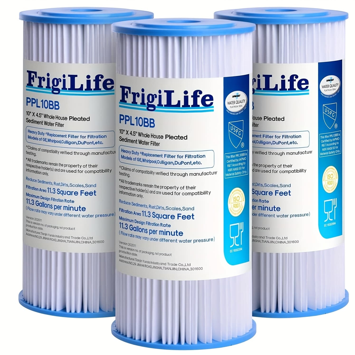TEMU Fxhsc 5 Micron 10" X 4.5" Pleated Sediment Filter Water, Compatible With Ge Fxhsc, Wfhdc3001, R50-, R50-bb, Gxwh40l, Ecp5-bb, Pack Of 3