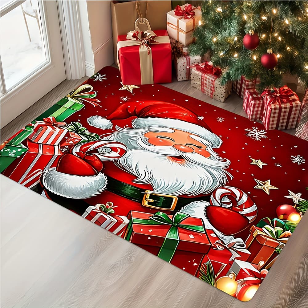 TEMU 1pc Christmas Santa Claus Pattern Door Mat For Living Room Bedroom Entrance Decoration, Christmas Indoor&outdoor Home Welcome Mat