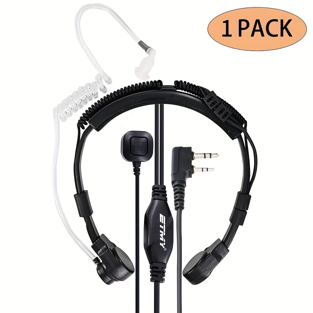 TEMU Two-wire Covert Acoustic Tube Earpiece Headset Featuring A Ptt Microphone, Compatible With And H-777, Rt21, Rt22, As Well As Radios, Without Battery