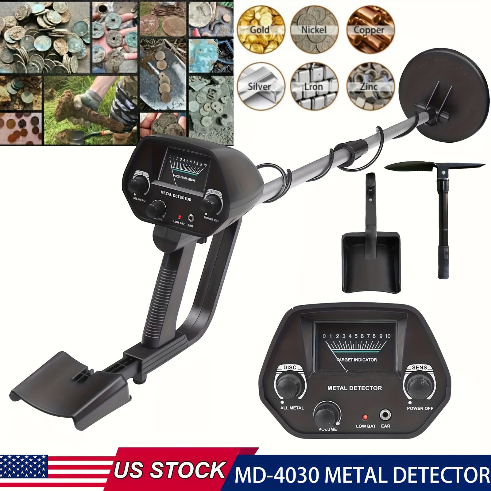 TEMU Lcd Metal Detectors Golden Digger Deep Sensitive Hunter Coil