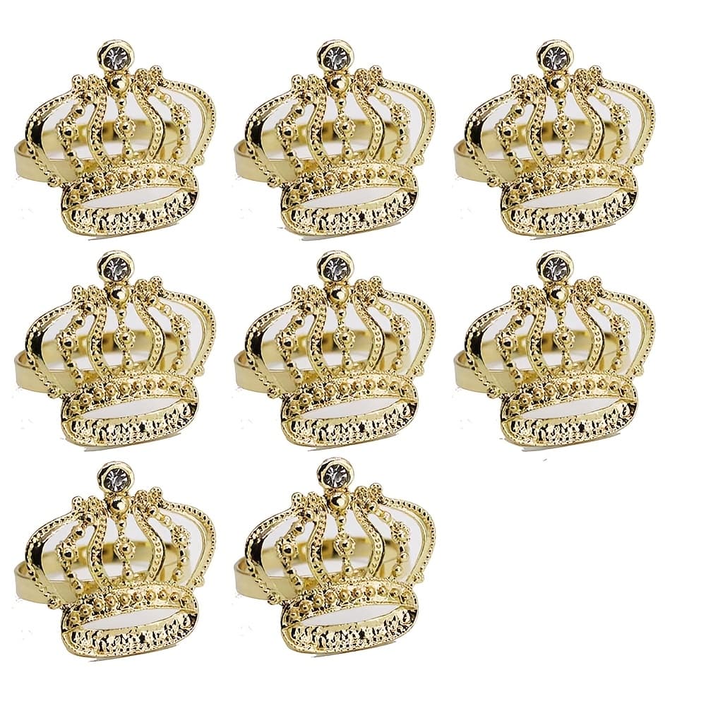 TEMU 8pcs Of Crown Napkin Rings, Napkin Holders, Hotel Cloth Rings, Wedding Banquet Party Table Decorations, Stylish Napkin Circles