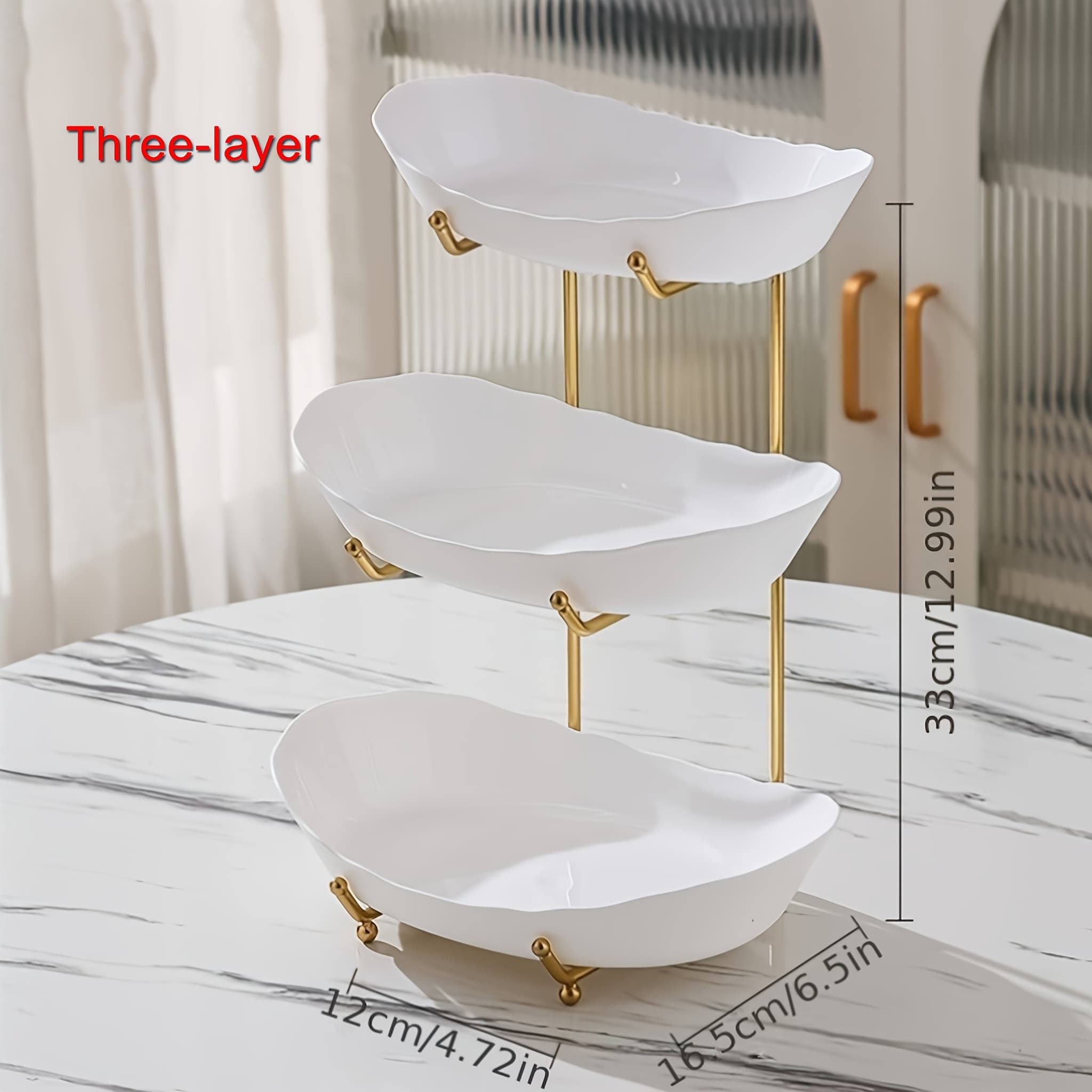 TEMU Two/three-layer Light Luxury Multi Layered Fruit Plate Room Tea Table Fruit Plate Placement Snack Plate Candy Plate Hard Fruit Plate Decoration Christmas Decoration
