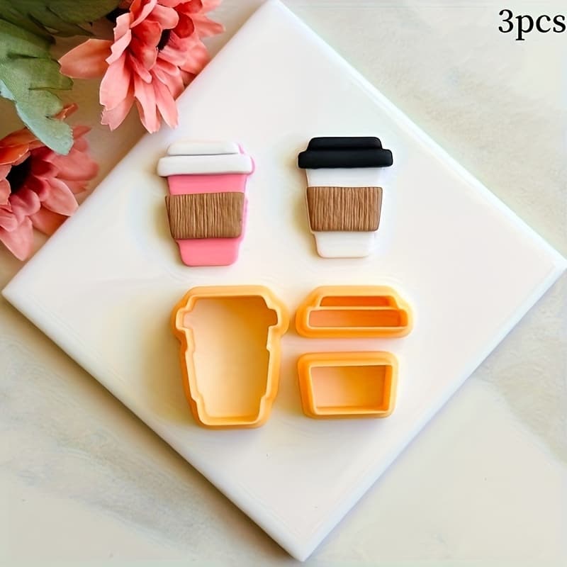 TEMU 3pcs Coffee Cup Soft Ceramic Mold | Polymer Clay Cutting Machine | Earrings And Jewelry Making Supplies, Mold Color Random, Clay Mold