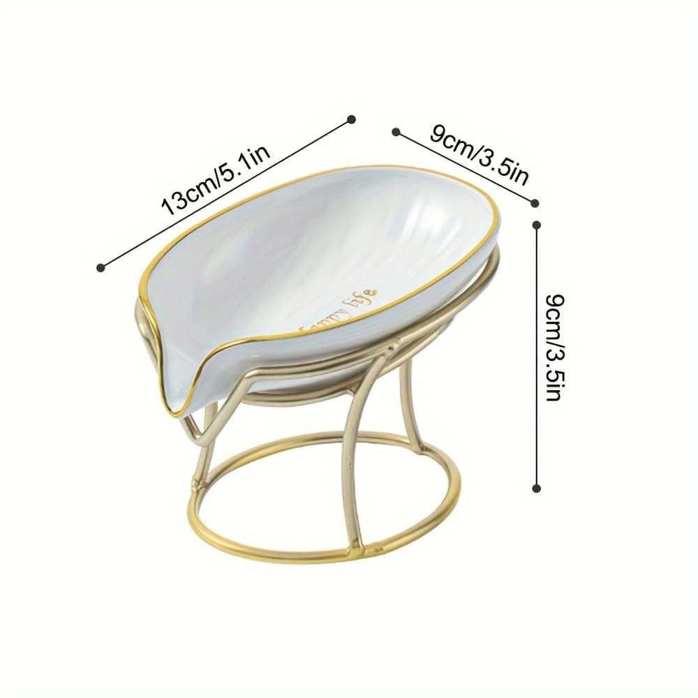 TEMU 1pcs Elegant Wrought Iron Oval Soap Holder With Drain Design For Bathroom, Kitchen Sink - Stylish Soap Tray With Waterfall Drainage For Shower, Countertop Storage Organizer