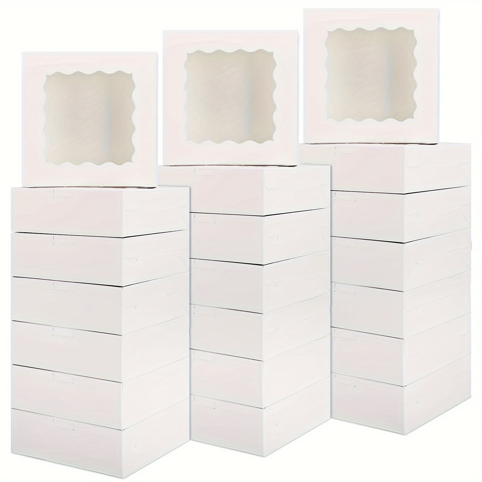 TEMU 30pcs Wedding Cake Boxes, Bakery Treat Boxes, Cookie Boxes, White Pastry Boxes With Window, Cajas Pasteles For Box For Birthday Party, Wedding And Father's Day, 8x8x2.5in