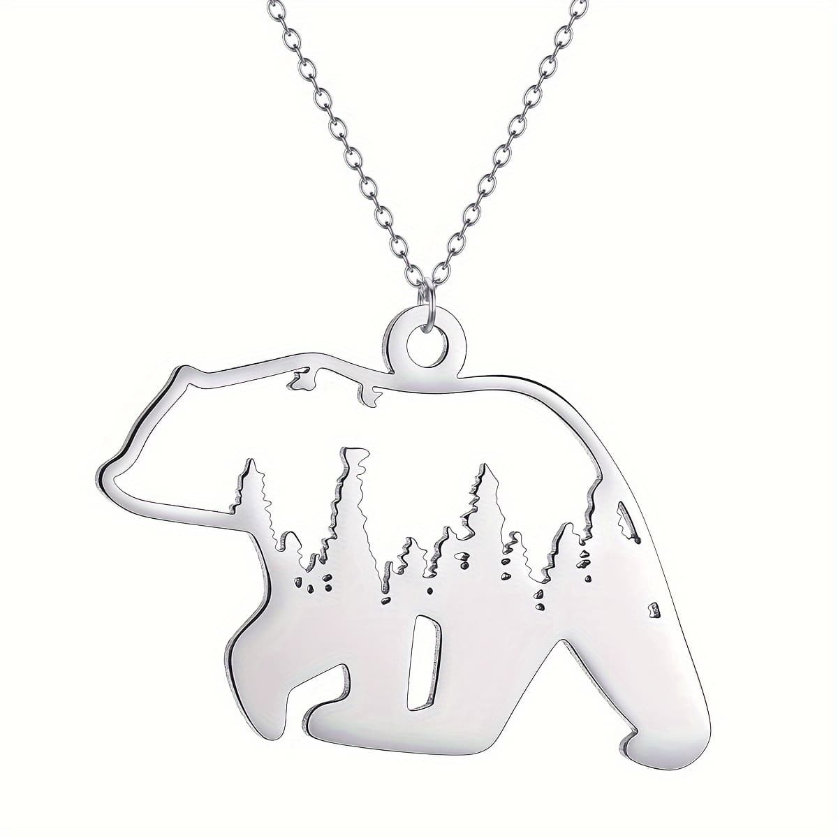 TEMU Bear Pendant Necklace 316l 316l 316l 316l Stainless Steel Animal Charm Elegant Bear Jewelry Mother And Men Jewelry