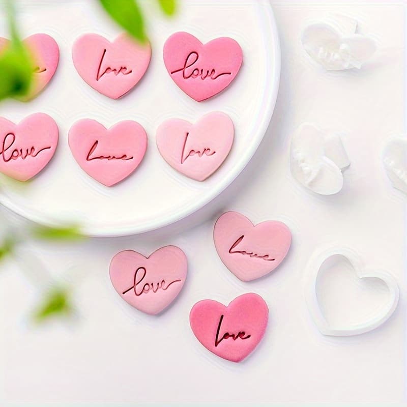 TEMU Love 4pcs Set Of Ceramic Art Cutting Molds, Soft Ceramic Earrings, Clay Molds, Jewelry, Pendant Design, Cutting Molds,
