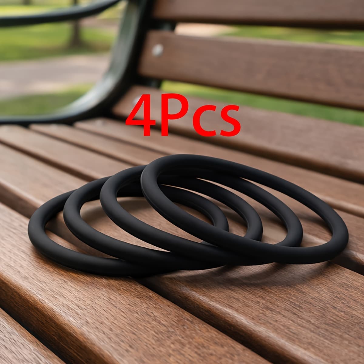 TEMU 4pcs Solid Round Black Silicone Bracelet Fashionable And Versatile Bracelet Suitable For Daily Wear And A Good Gift For And Relatives