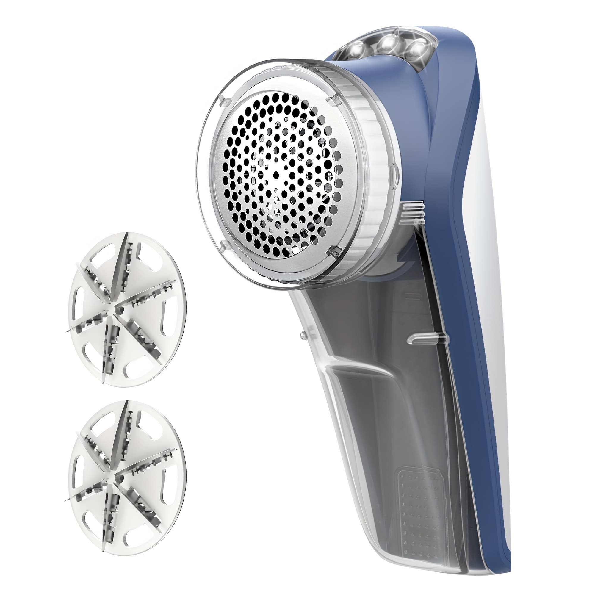 TEMU Emmama Electric Fabric Shaver For Removing Lint, Portable Battery-operated Lint Roller With Led Lights, Includes 2 Replaceable Leaf , In Blue