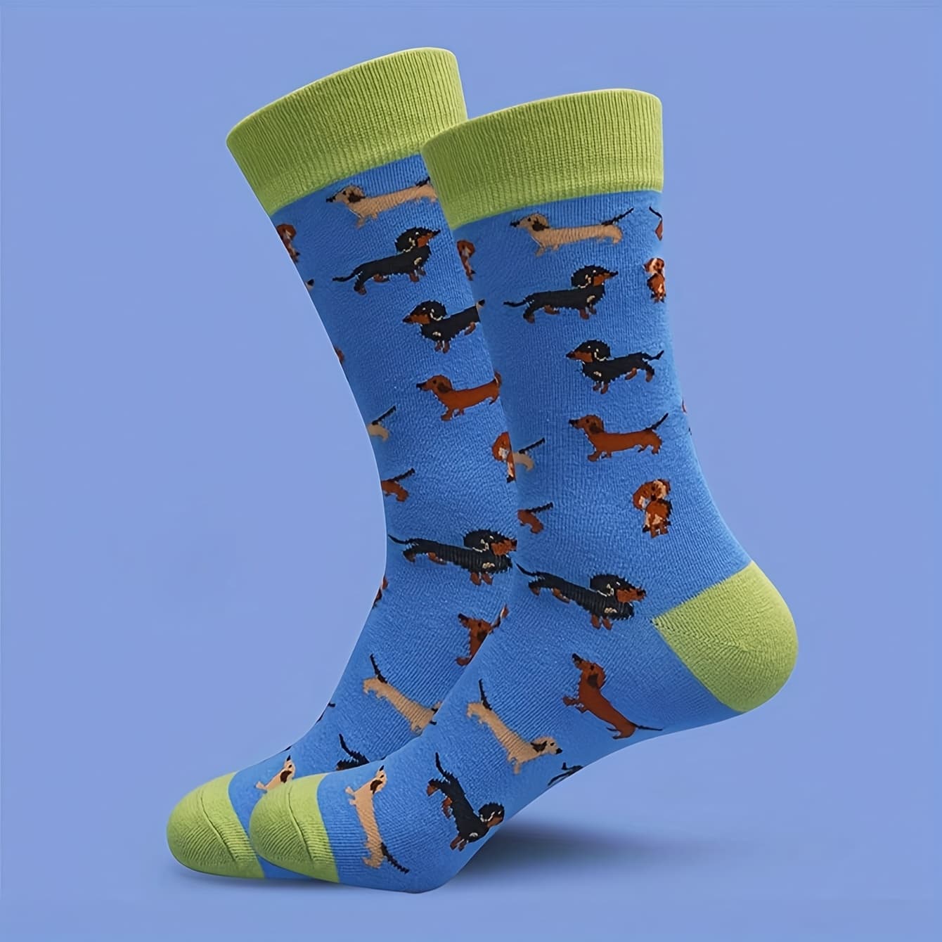TEMU 1 Pair Of Cartoon Dachshund Printed Socks Comfortable Breathable Mid-tube Socks Unisex Socks Colorful Animal Socks