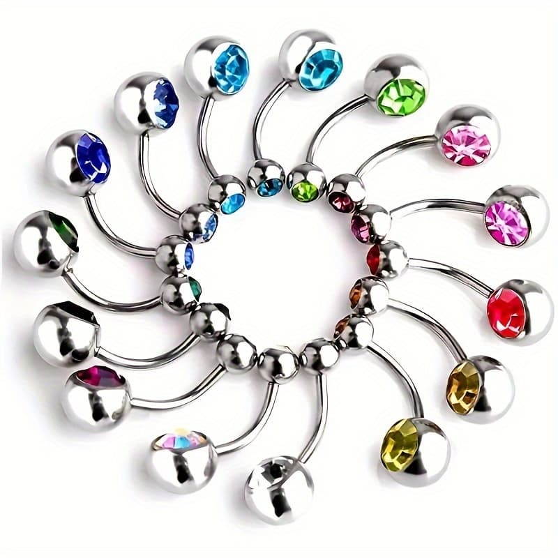 TEMU 30pcs Of Assorted Colorful Stainless Steel Belly Button Rings - Jewelry For Navel Piercings