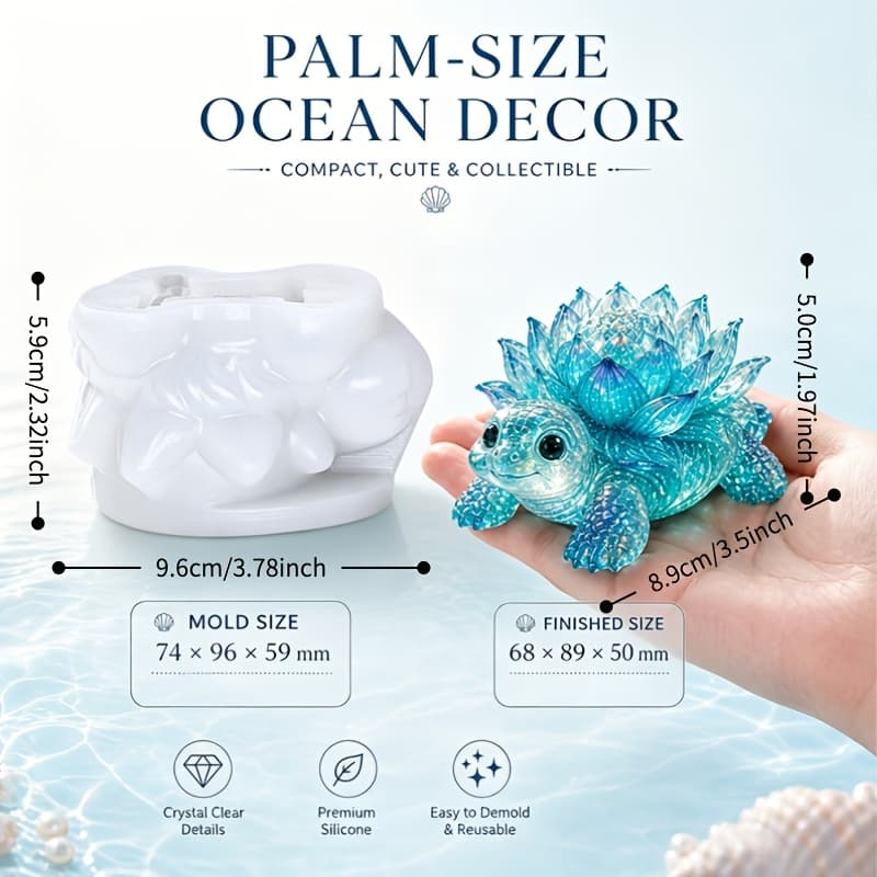TEMU 3d Lotus Turtle Silicone Mold For Candle, Aesthetic Flower Tortoise Plaster Mold, Zen Style Resin Casting Silicone Mold, Nature Decor Ornament Mold