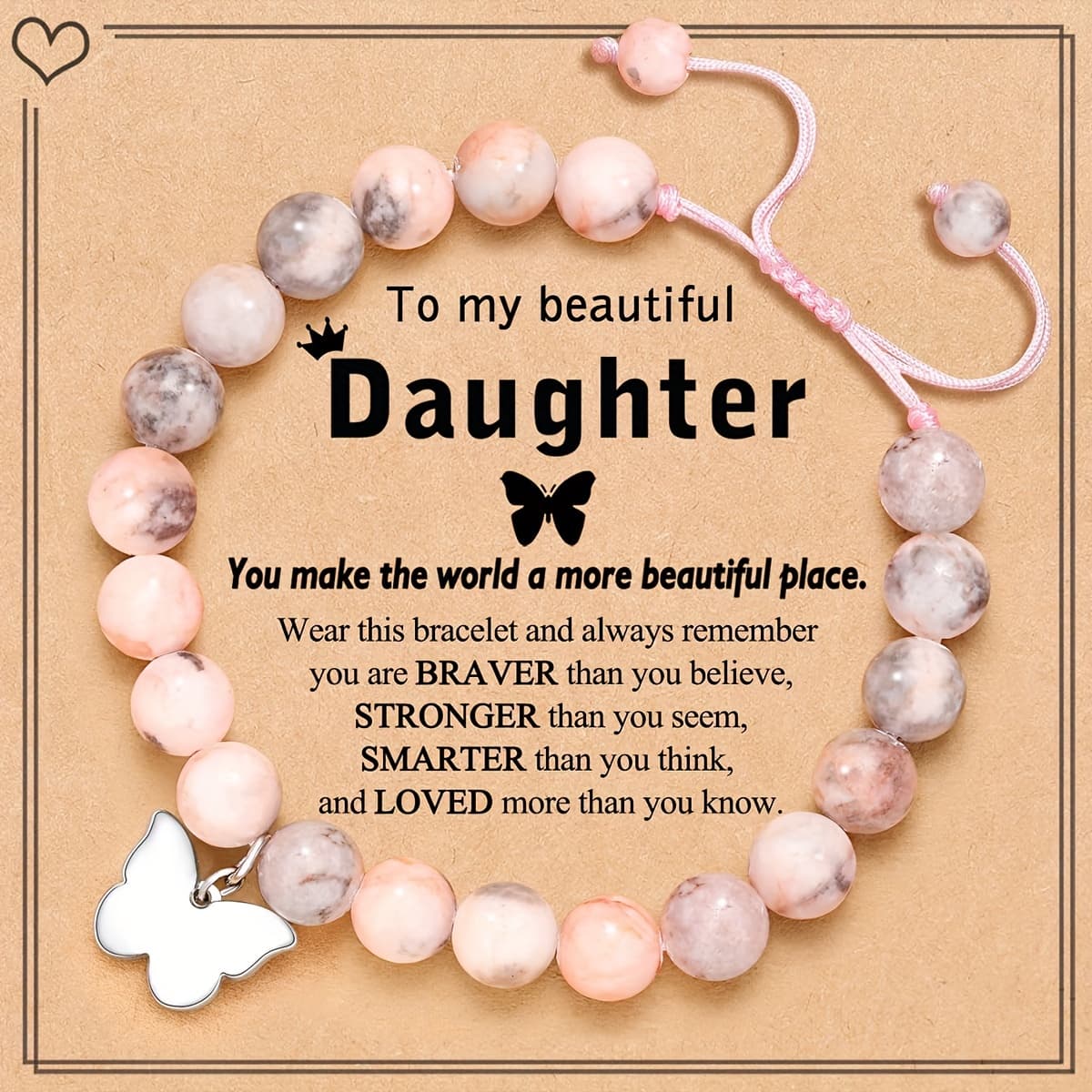 TEMU Pink Charm Bracelet - Perfect Gift For Daughters & Granddaughters, Ideal For Birthdays, Graduations & Holidays