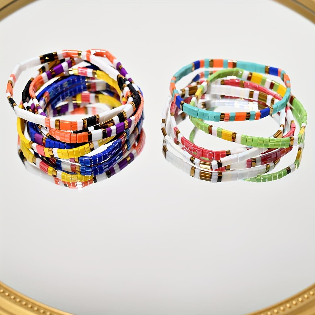 TEMU 10pcs/set Bracelet For Women Fashion No Fade Glass Stackable Colorful Charm Pulseras Femme Beach Jewelry Accessories