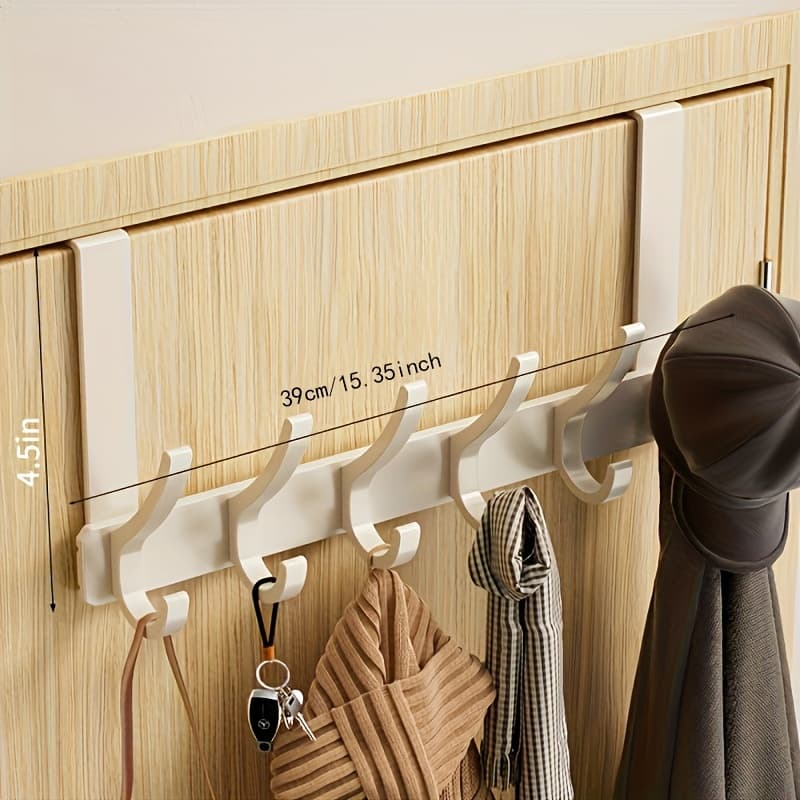 TEMU 1pc Over Door Hook Wall Mount Hanger Clothes Rack Wall-mounted No Drill Kitchen Bathroom Trace Storage Organizer Clothes Rack, Utility Hooks