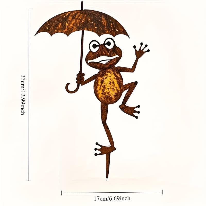 TEMU 1pc Whimsical Frog Silhouette Metal Garden Stake - 12.99"x6.69" Rustic Wrought Iron Outdoor Decor With , Vintage Thanksgiving Decoration For Garden, Patio, Yard - No Electricity Needed
