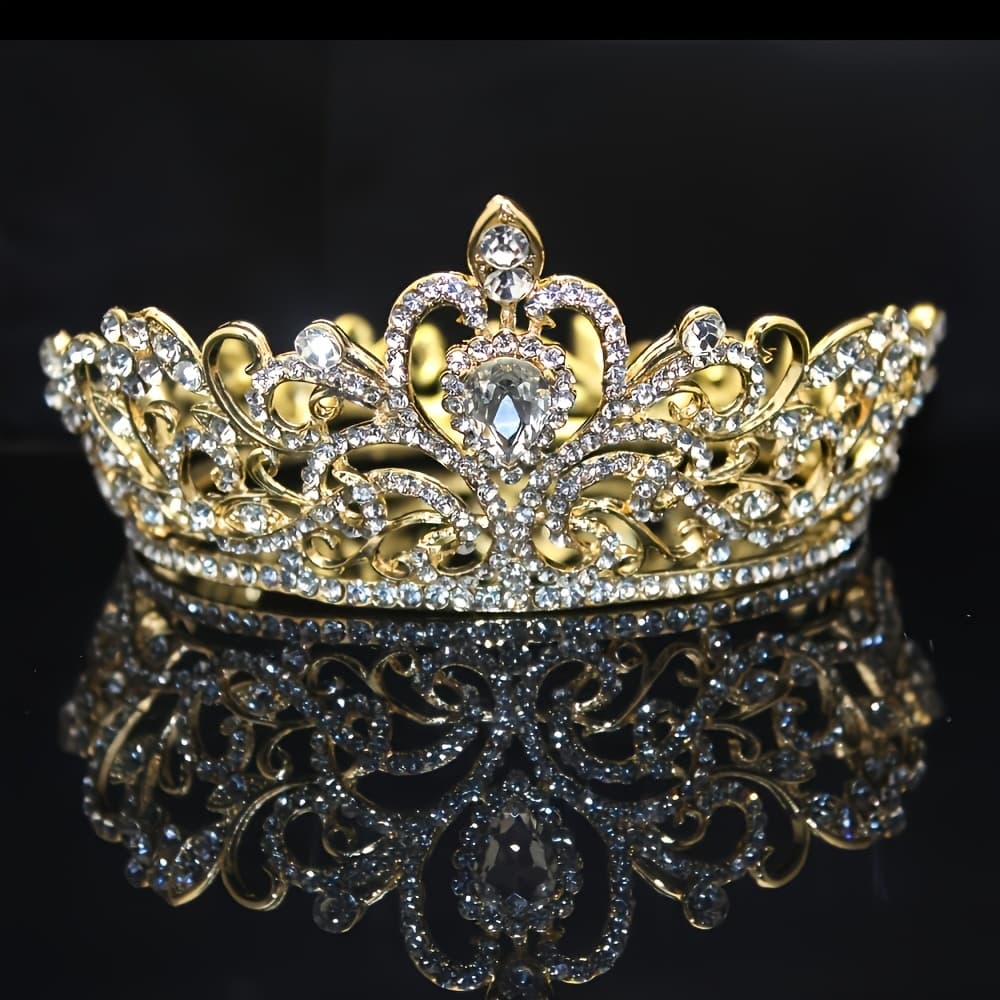 TEMU Bridal Accessories Silvery Crown, Princess Bridal Crown, Wedding Dress Accessory, Crown Hairpiece