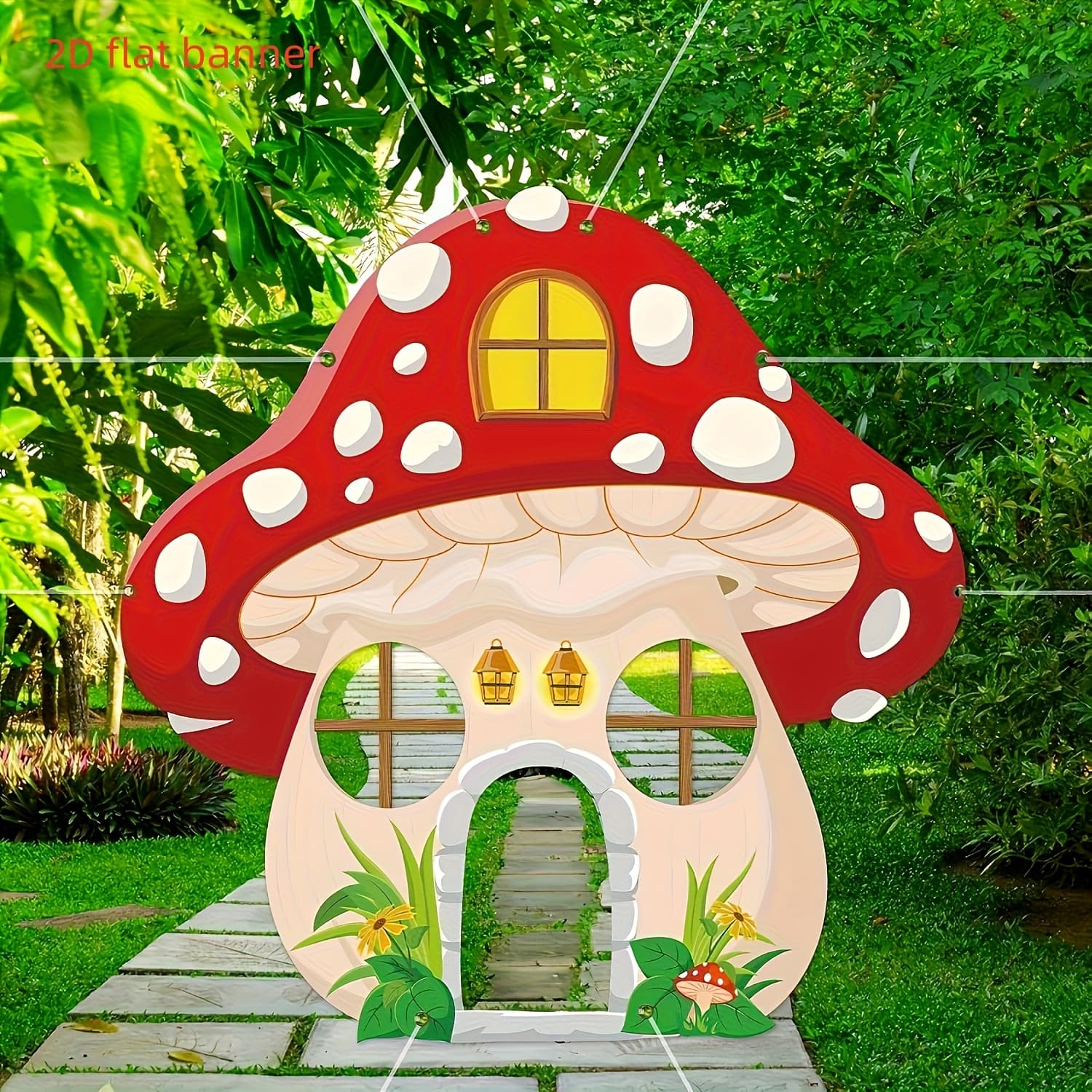 TEMU 2d Flat Banner Mushroom-shaped Photo Props, Party Decorations, Large Fabric Mushroom Photo Booth Props, Mushroom Photo Background Forest Banner Background Logo Jungle Woodland Party Supplies