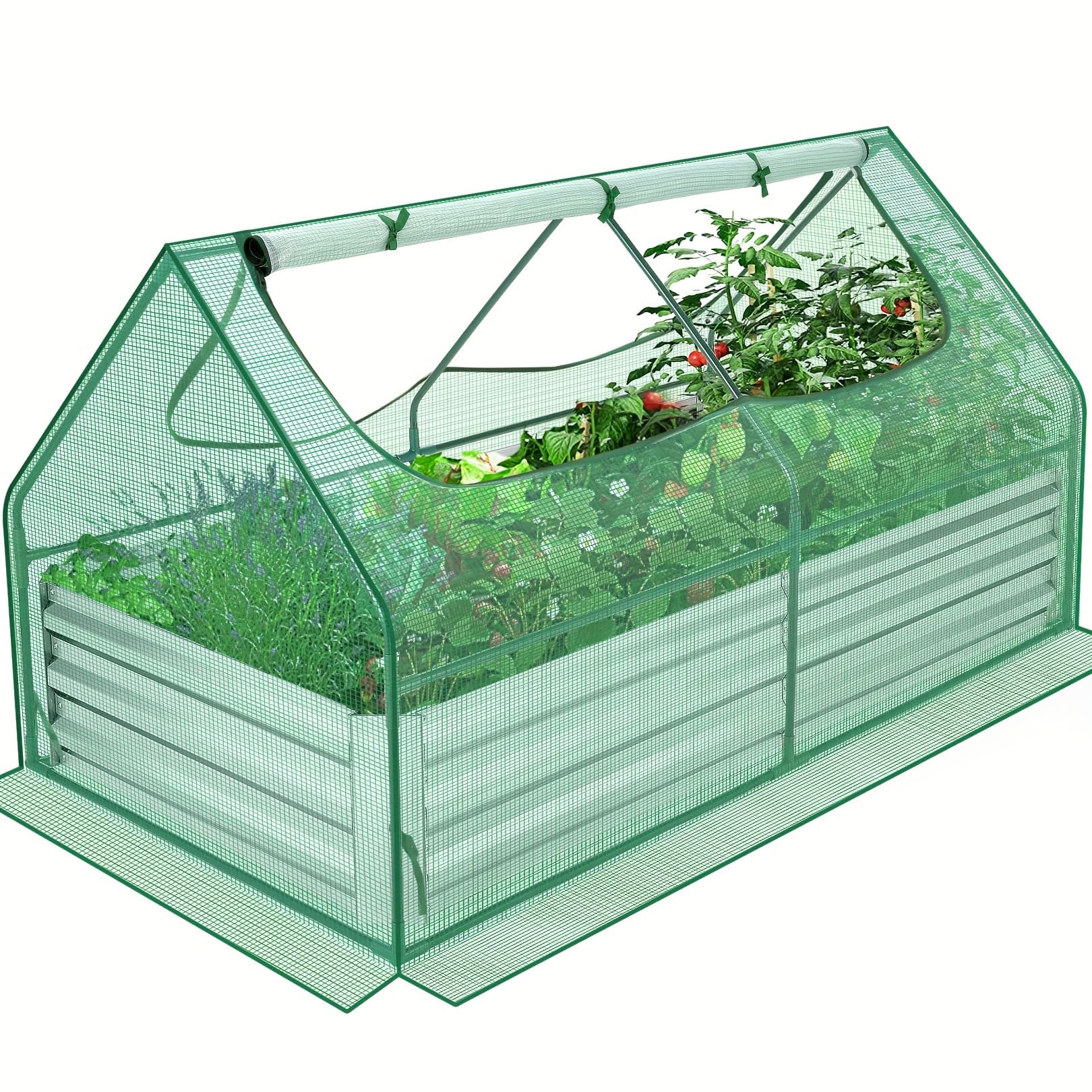 TEMU Homdox 3-in-1 Multifunctional Galvanized Elevated Garden Bed (with Cover), Mini Outdoor Greenhouse, For Planting Vegetables, Fruits, And Flowers (6x3x3 Feet)